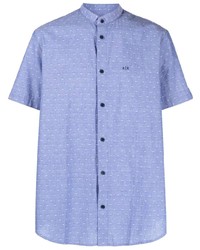 Chemise à manches courtes á pois bleu clair Armani Exchange