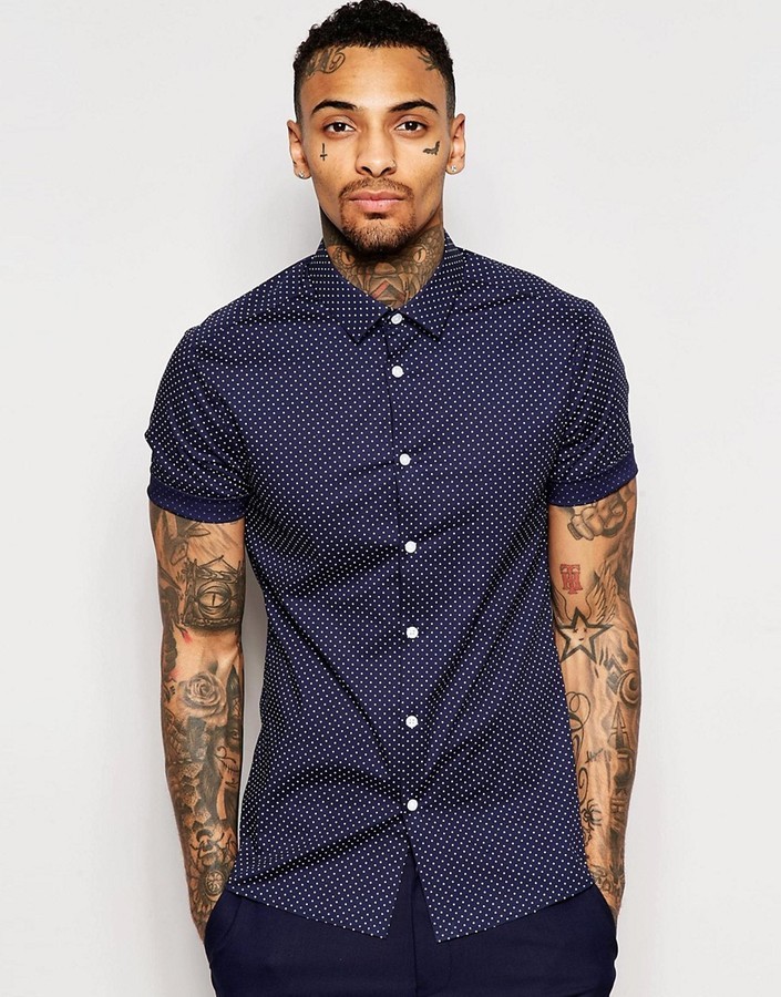 Chemise boutonnée à manches courtes pour homme Motif poisson