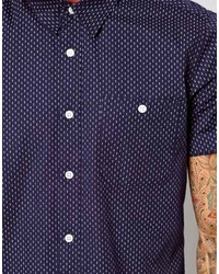 Chemise à manches courtes á pois bleu marine Asos