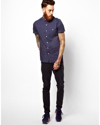 Chemise à manches courtes á pois bleu marine Asos