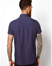 Chemise à manches courtes á pois bleu marine Asos