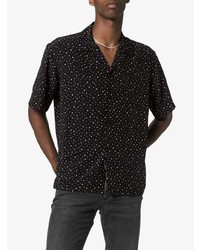 Chemise à manches courtes á pois noire Saint Laurent