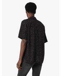 Chemise à manches courtes á pois noire Saint Laurent