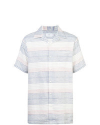 Chemise à manches courtes à rayures horizontales blanc et bleu