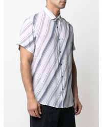 Chemise à manches courtes à rayures horizontales blanc et bleu Emporio Armani