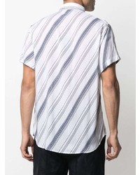 Chemise à manches courtes à rayures horizontales blanc et bleu Emporio Armani