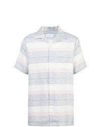 Chemise à manches courtes à rayures horizontales blanc et bleu Onia