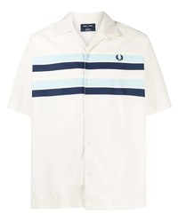 Chemise à manches courtes à rayures horizontales blanche Fred Perry