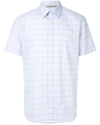 Chemise à manches courtes à rayures horizontales bleu clair Gieves & Hawkes