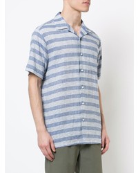 Chemise à manches courtes à rayures horizontales bleu clair Onia