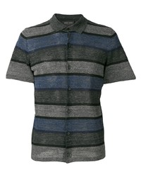 Chemise à manches courtes à rayures horizontales gris foncé Roberto Collina