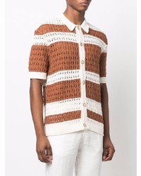 Chemise à manches courtes à rayures horizontales marron Orlebar Brown