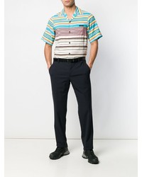 Chemise à manches courtes à rayures horizontales multicolore Prada