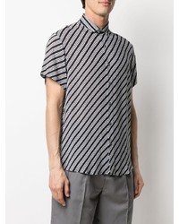 Chemise à manches courtes à rayures horizontales noire Emporio Armani