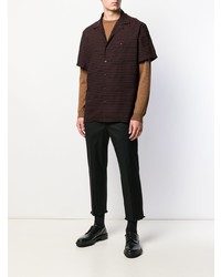 Chemise à manches courtes à rayures horizontales noire Lanvin