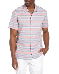 Chemise à manches courtes à rayures horizontales rose