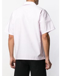 Chemise à manches courtes à rayures horizontales rose Prada