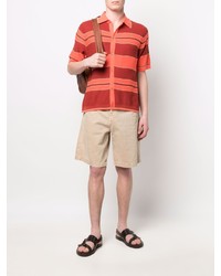 Chemise à manches courtes à rayures horizontales rouge Paul Smith