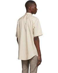 Chemise à manches courtes à rayures verticales beige Ernest W. Baker