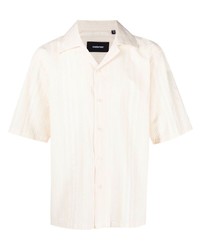 Chemise à manches courtes à rayures verticales beige Costumein