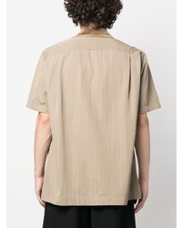 Chemise à manches courtes à rayures verticales beige Sacai