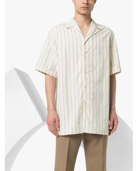 Chemise à manches courtes à rayures verticales beige Gucci