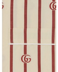 Chemise à manches courtes à rayures verticales beige Gucci