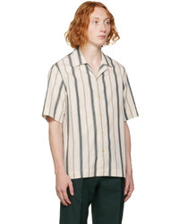 Chemise à manches courtes à rayures verticales beige Paul Smith