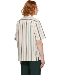Chemise à manches courtes à rayures verticales beige Paul Smith