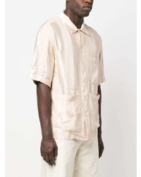 Chemise à manches courtes à rayures verticales beige Barena
