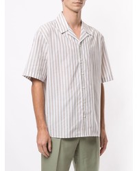 Chemise à manches courtes à rayures verticales beige Cerruti 1881