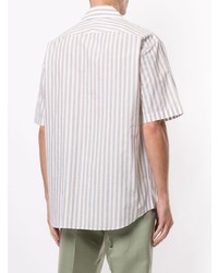 Chemise à manches courtes à rayures verticales beige Cerruti 1881