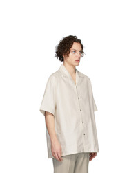 Chemise à manches courtes à rayures verticales beige Martin Asbjorn