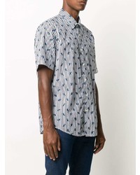 Chemise à manches courtes à rayures verticales blanc et bleu marine BOSS HUGO BOSS