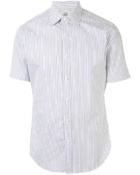 Chemise à manches courtes à rayures verticales blanc et bleu marine Kent & Curwen