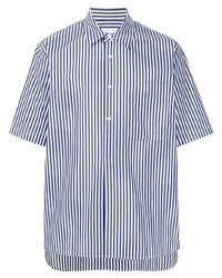 Chemise à manches courtes à rayures verticales blanc et bleu marine Solid Homme