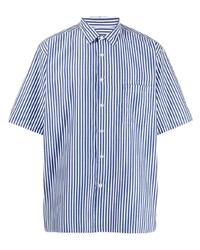 Chemise à manches courtes à rayures verticales blanc et bleu marine Sophnet.