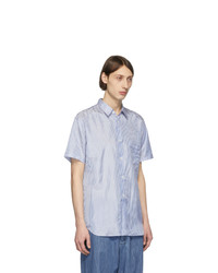 Chemise à manches courtes à rayures verticales blanc et bleu Comme Des Garcons SHIRT