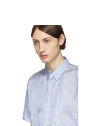Chemise à manches courtes à rayures verticales blanc et bleu Comme Des Garcons SHIRT