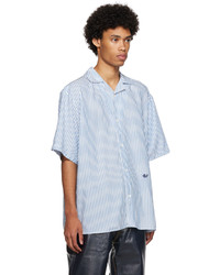 Chemise à manches courtes à rayures verticales blanc et bleu Eytys