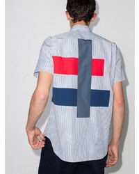 Chemise à manches courtes à rayures verticales blanc et bleu Comme Des Garcons SHIRT