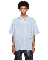 Chemise à manches courtes à rayures verticales blanc et bleu Eytys
