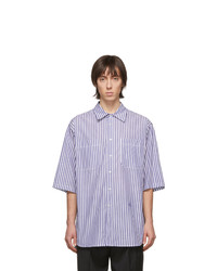 Chemise à manches courtes à rayures verticales blanc et bleu Isabel Marant