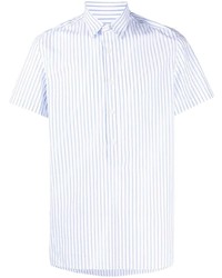 Chemise à manches courtes à rayures verticales blanc et bleu Low Brand