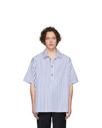 Chemise à manches courtes à rayures verticales blanc et bleu Martin Asbjorn