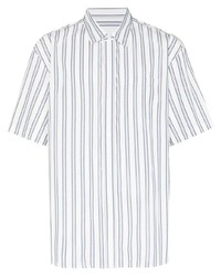 Chemise à manches courtes à rayures verticales blanc et bleu Palmes