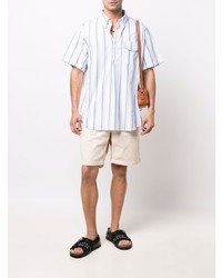 Chemise à manches courtes à rayures verticales blanc et bleu Engineered Garments