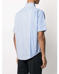 Chemise à manches courtes à rayures verticales blanc et bleu Viktor & Rolf