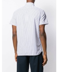 Chemise à manches courtes à rayures verticales blanc et bleu Tommy Hilfiger