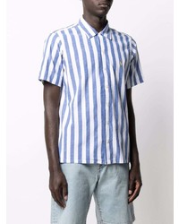 Chemise à manches courtes à rayures verticales blanc et bleu Polo Ralph Lauren